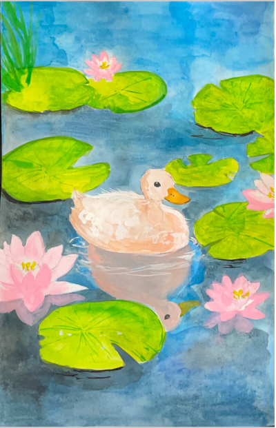 easy painting ideas duck in pond