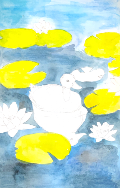 easy-painting-ideas-duck-in-pond-simple